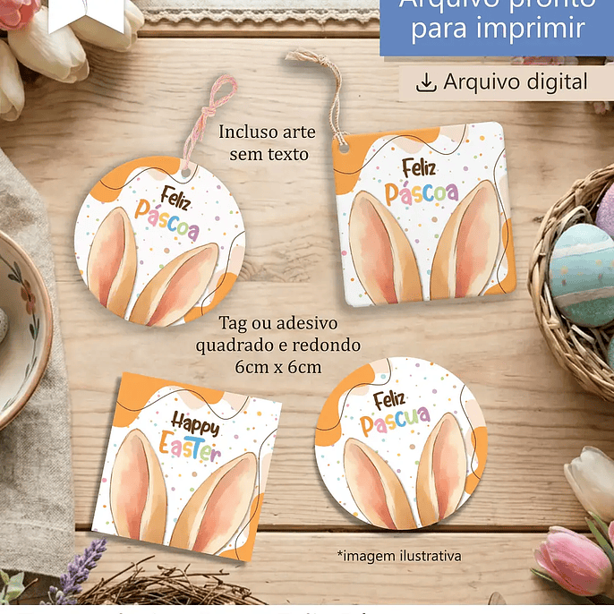 Arquivo Páscoa Tag e Adesivo 6cm 1