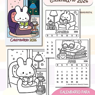 Arquivo Calendário Fofo 2026 Colorir