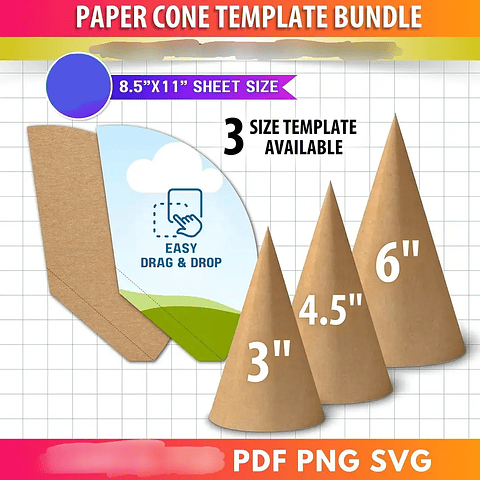 Arquivo 3 moldes cone de papel casquinha de doces e guloseimas