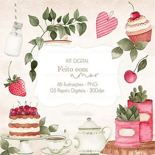 Kit Digital Floral Feito com Amor