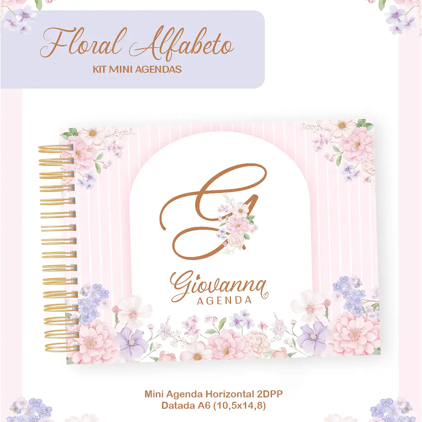Arquivo Mini Agendas Floral Alfabeto 1