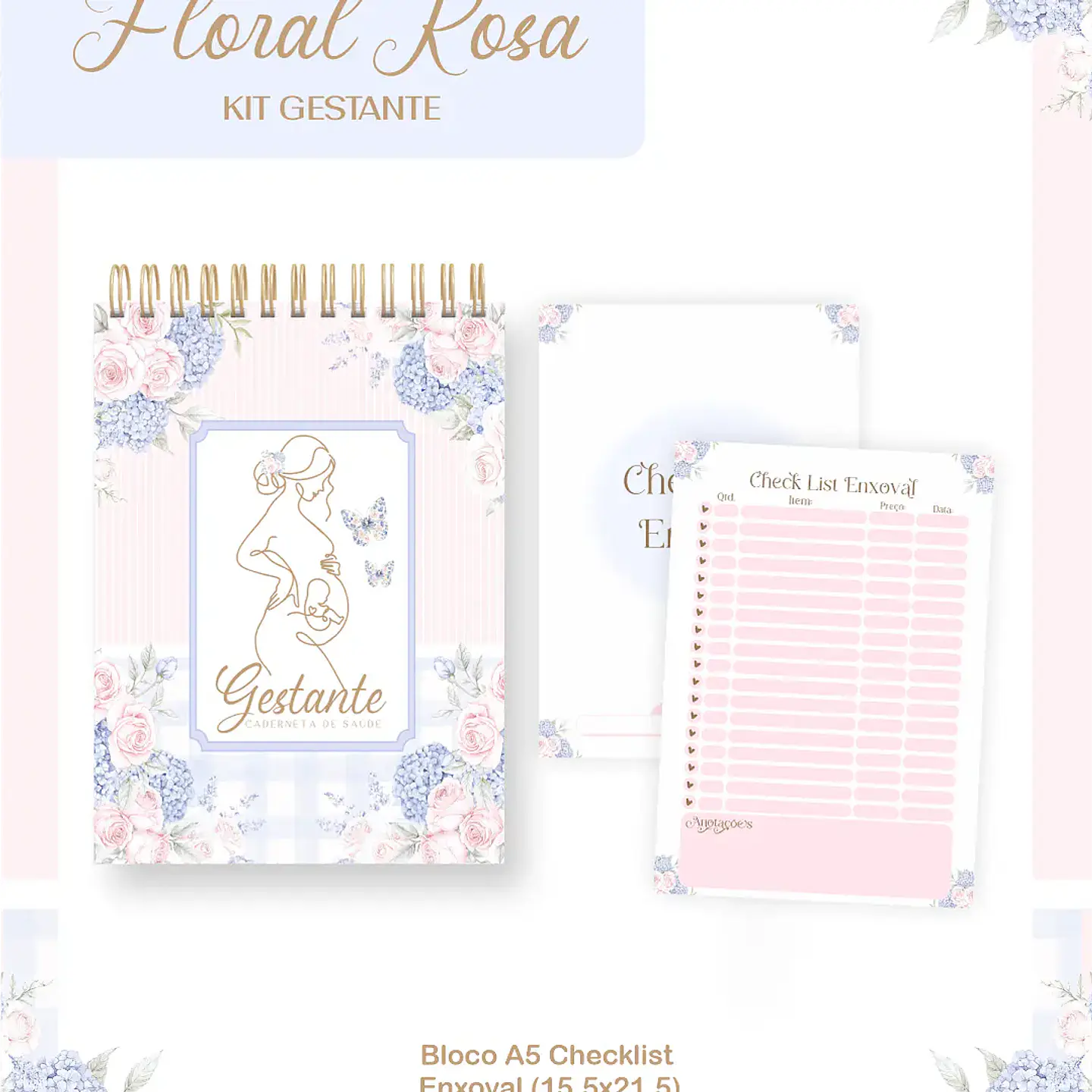 Arquivo Kit Gestante Floral Rosa 1
