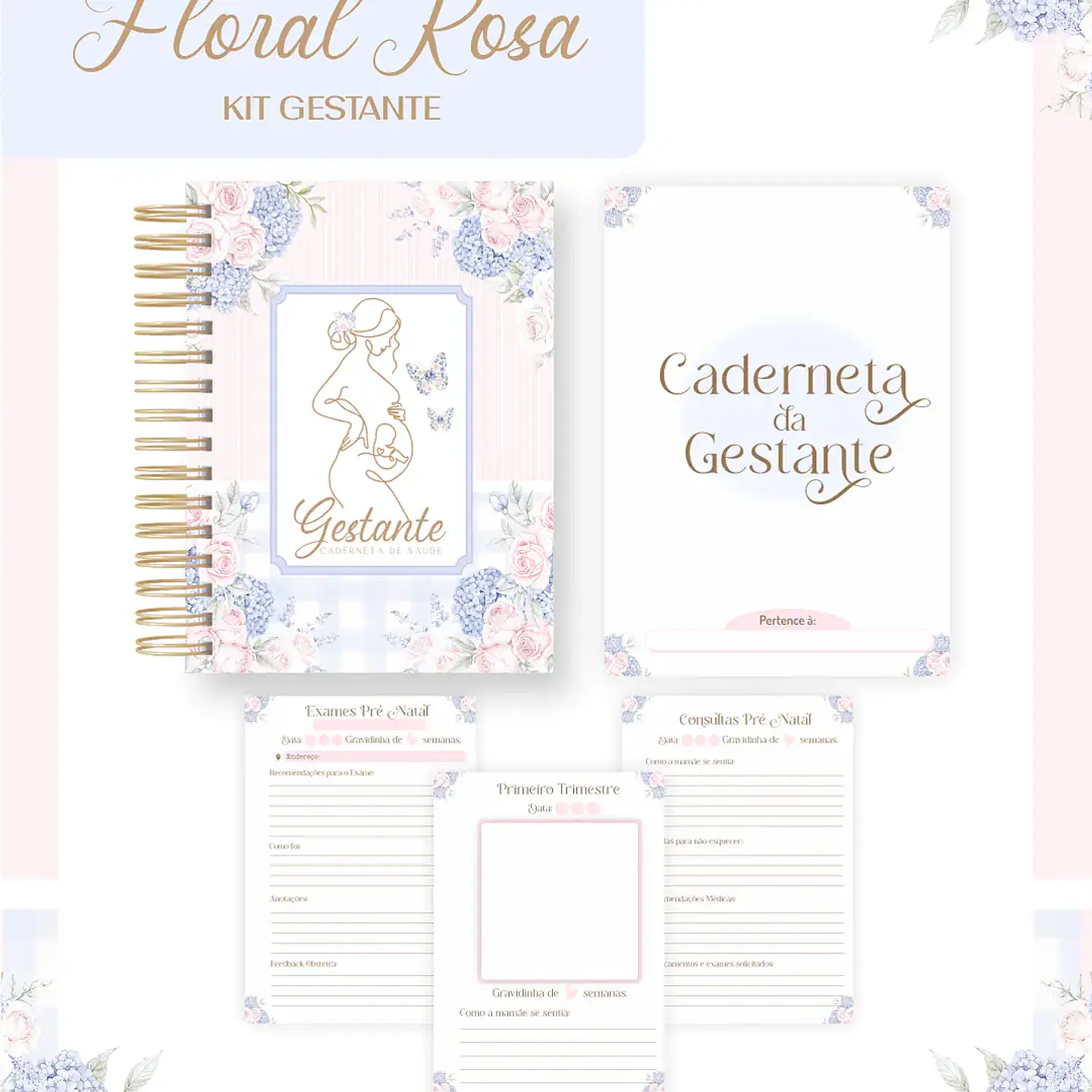 Arquivo Kit Gestante Floral Rosa 2