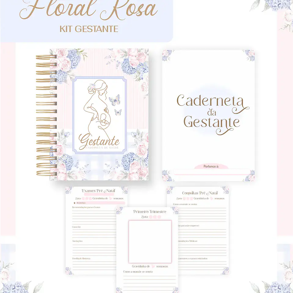 Arquivo Kit Gestante Floral Rosa 2