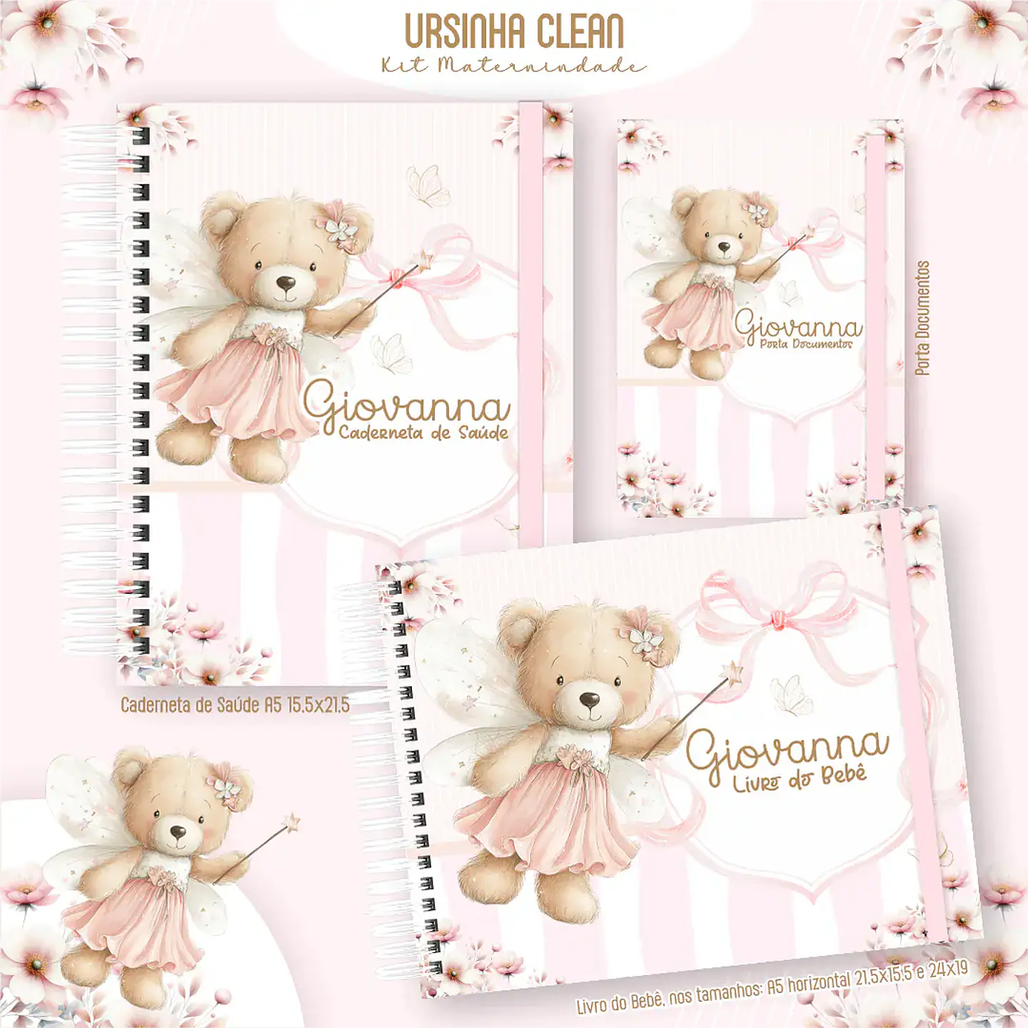 Arquivo Kit Maternidade Feminino Ursinha Clean 1