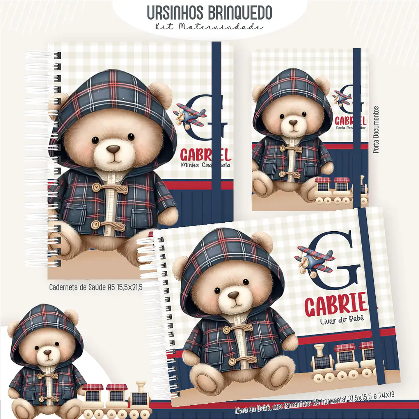 Arquivo Kit Maternidade Masculino Ursinho Brinquedo 1