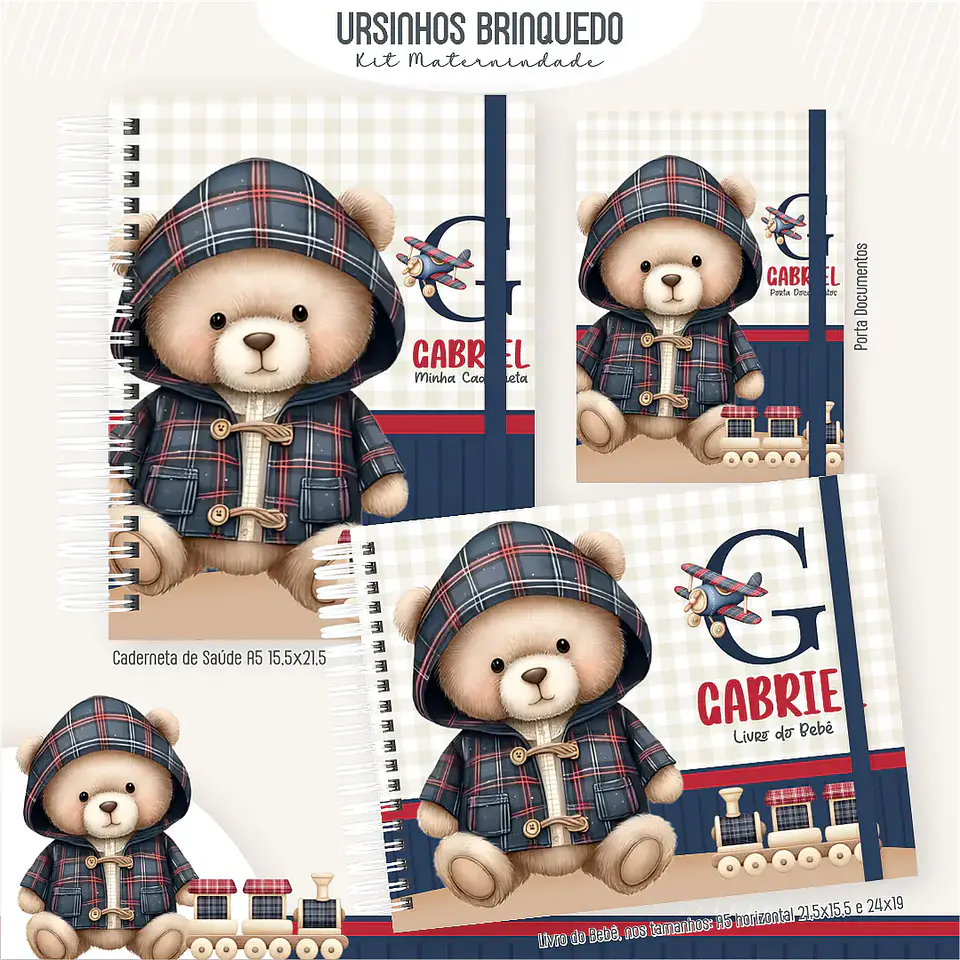 Arquivo Kit Maternidade Masculino Ursinho Brinquedo 1