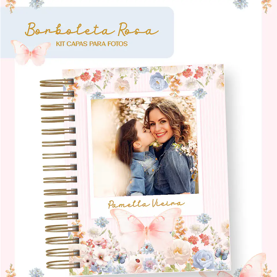 Arquivo Kit Capas para Foto Borboleta Rosa 1