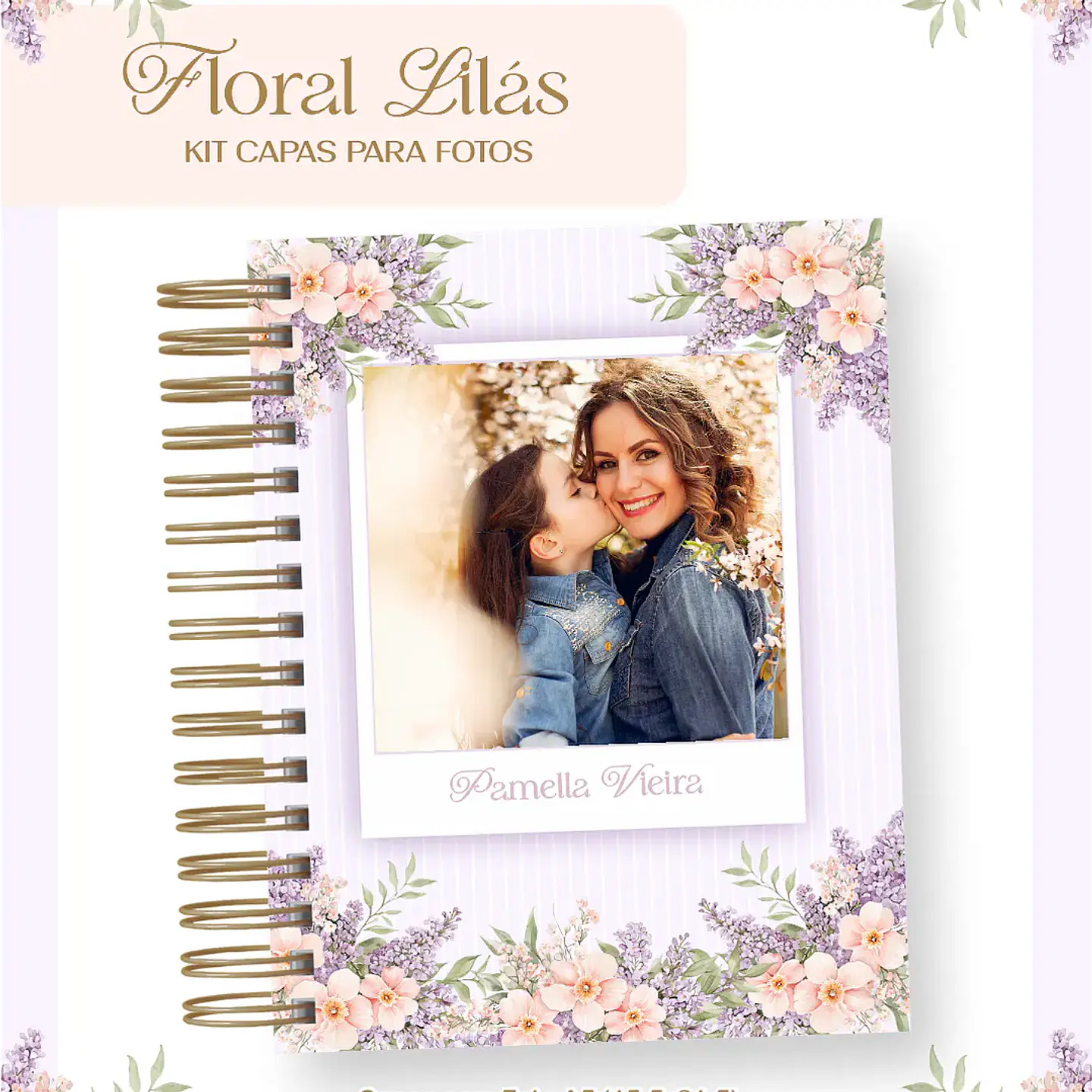 Arquivo Kit Capas para Fotos Floral Lilás 1