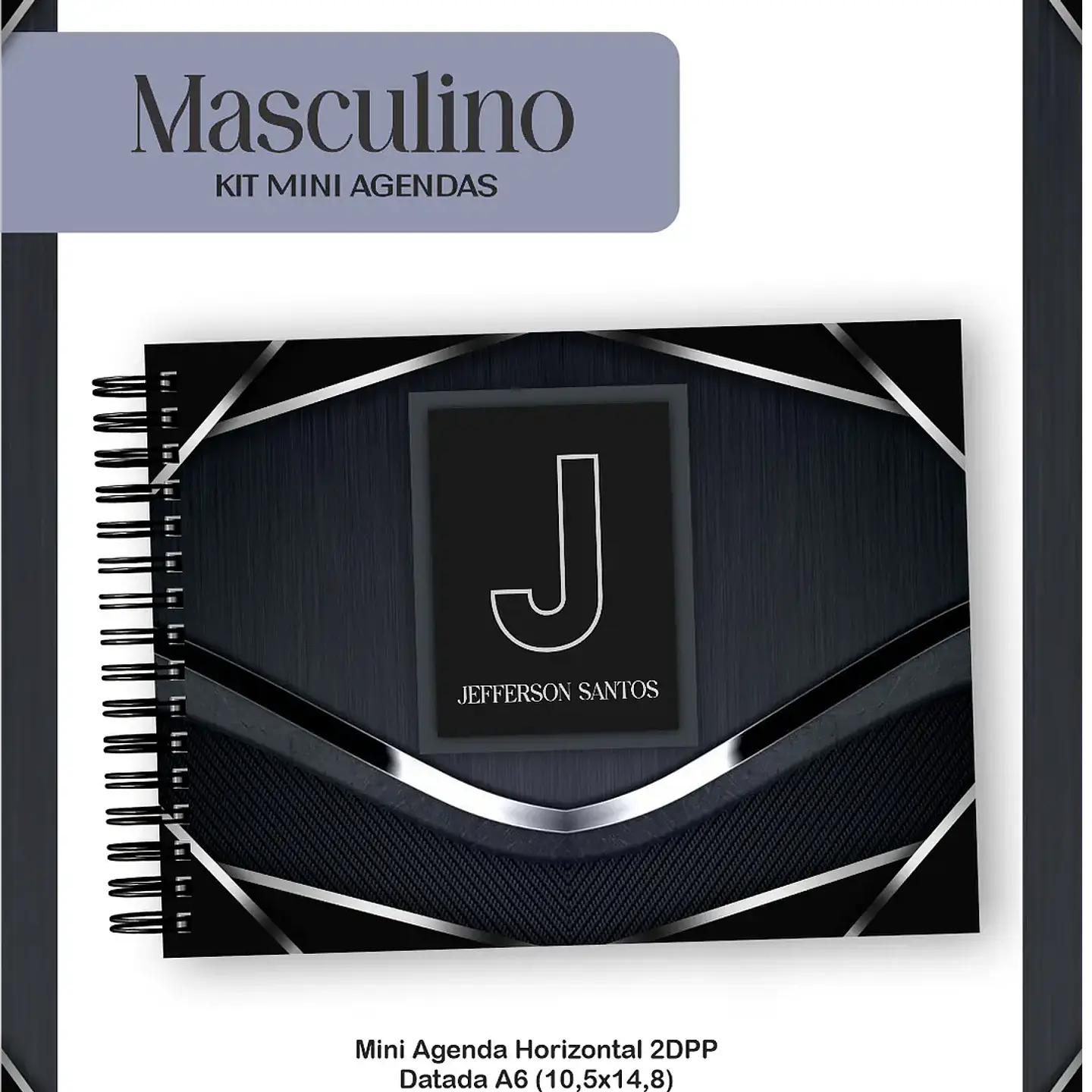 Arquivo Mini Agendas Masculino Preto 1