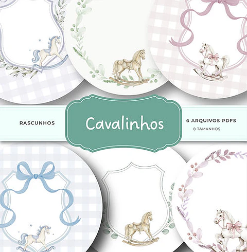 Kit Digital Tags Cavalinhos