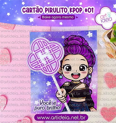 Arquivo de Corte Cartão Card Pirulito KPOP