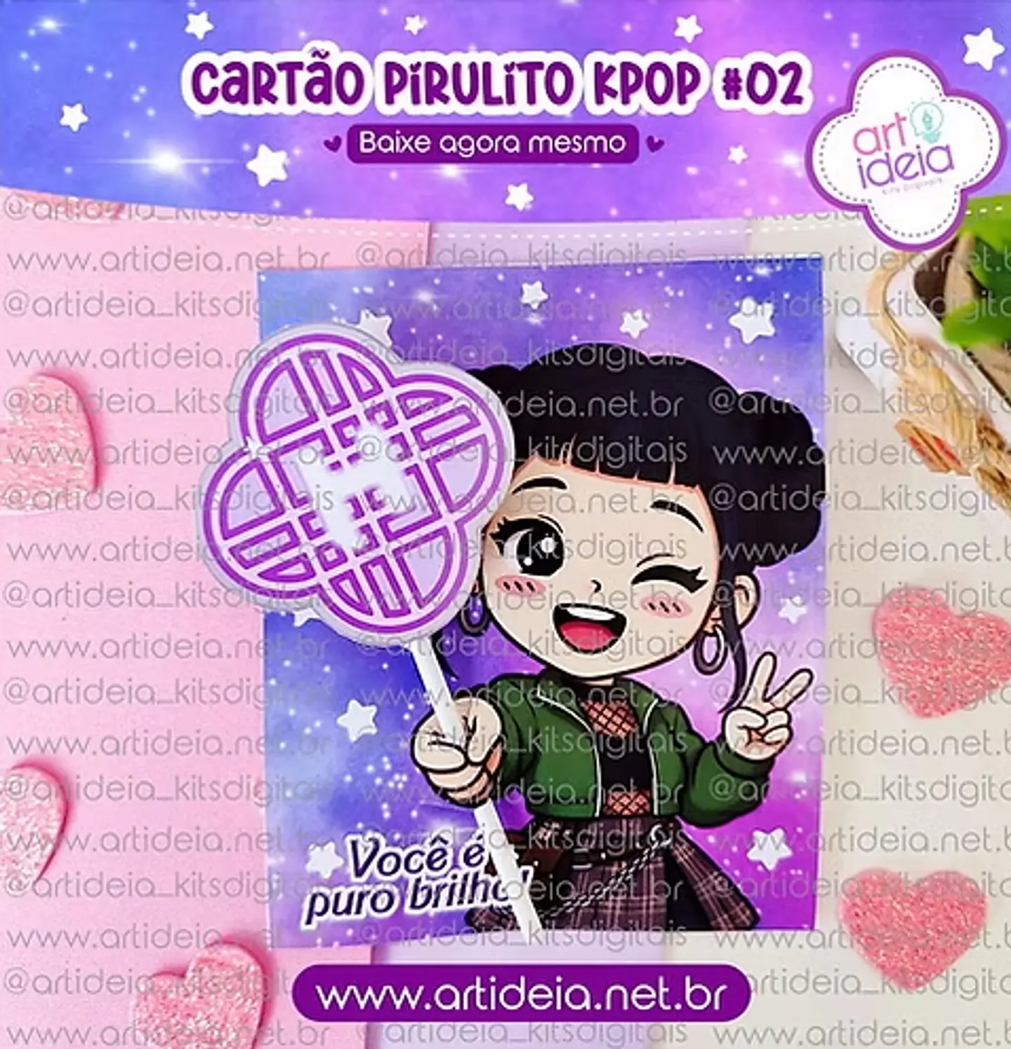 Arquivo de Corte Cartão Card Pirulito KPOP 1