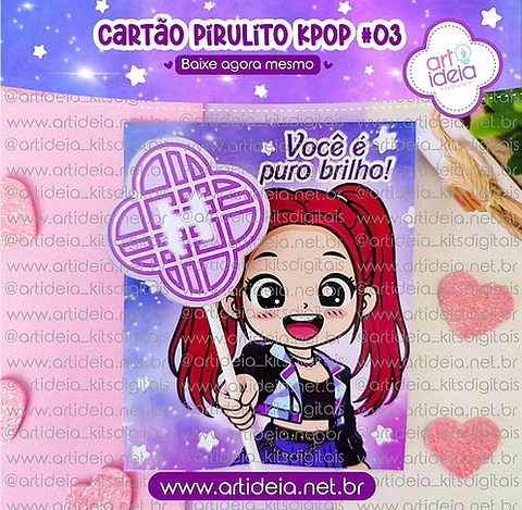 Arquivo de Corte Cartão Card Pirulito KPOP