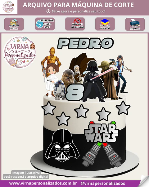 Arquivo topo de bolo Star Wars