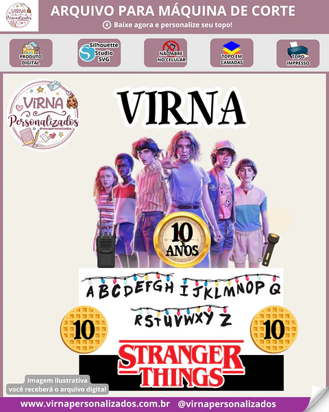 Arquivo topo de bolo Stranger Things