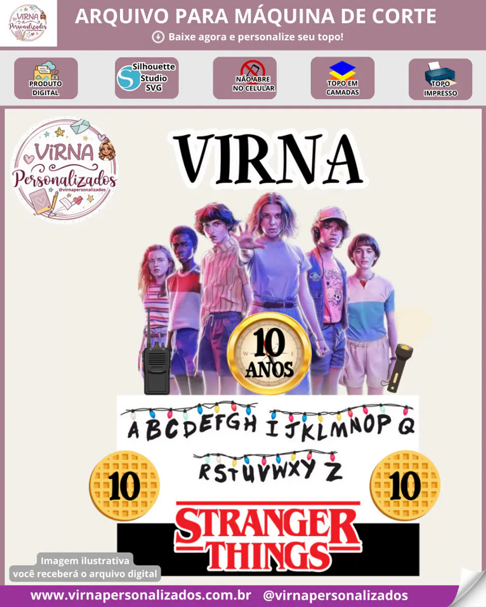 Arquivo topo de bolo Stranger Things 1