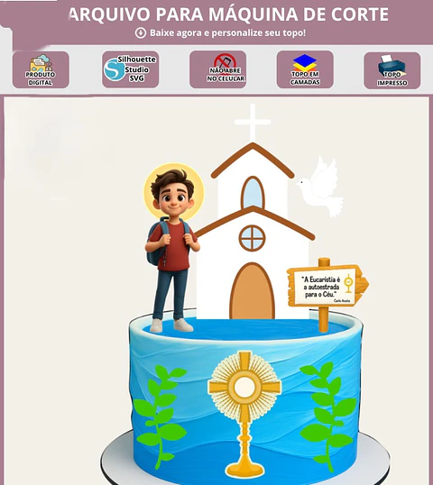 Arquivo topo de bolo Carlo Acutis