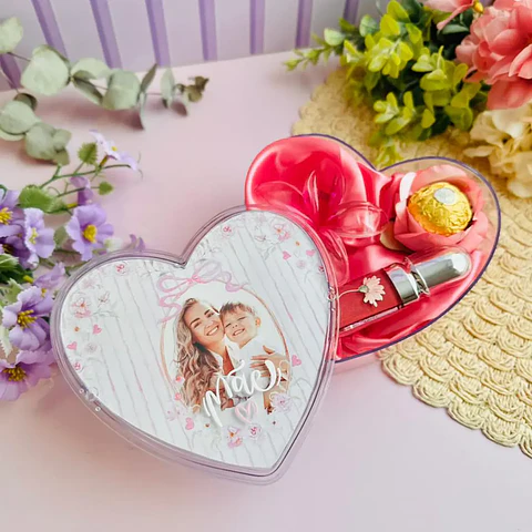 Arquivo Dia das Mães Adesivo Caixa Coração de Acrílico