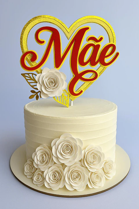 Arquivo Topo de Bolo Dia das Mães-Mãe Coraçao