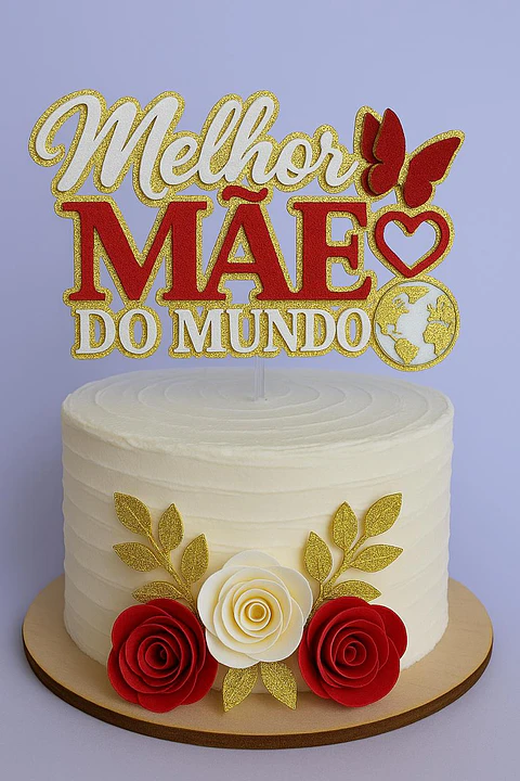 Arquivo Topo de Bolo dia das Mães-Melhor Mae do Mundo