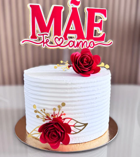 Arquivo Topo de Bolo Topper De Luxo-Mãe Te Amo