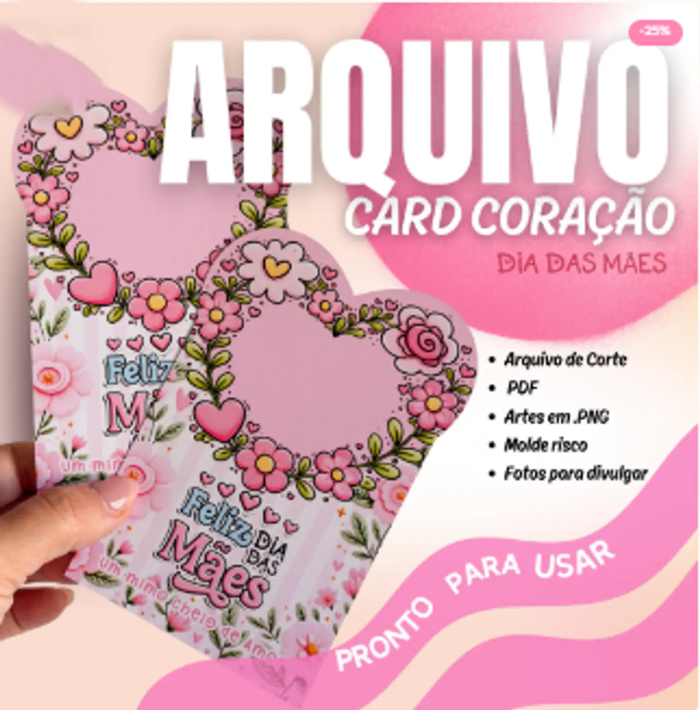 Arquivo Dia das Mães Tag Card Coração 1