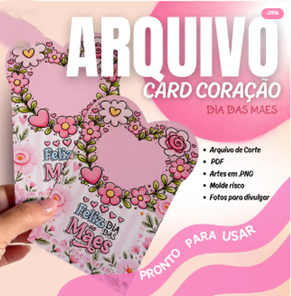 Arquivo Dia das Mães Tag Card Coração 1