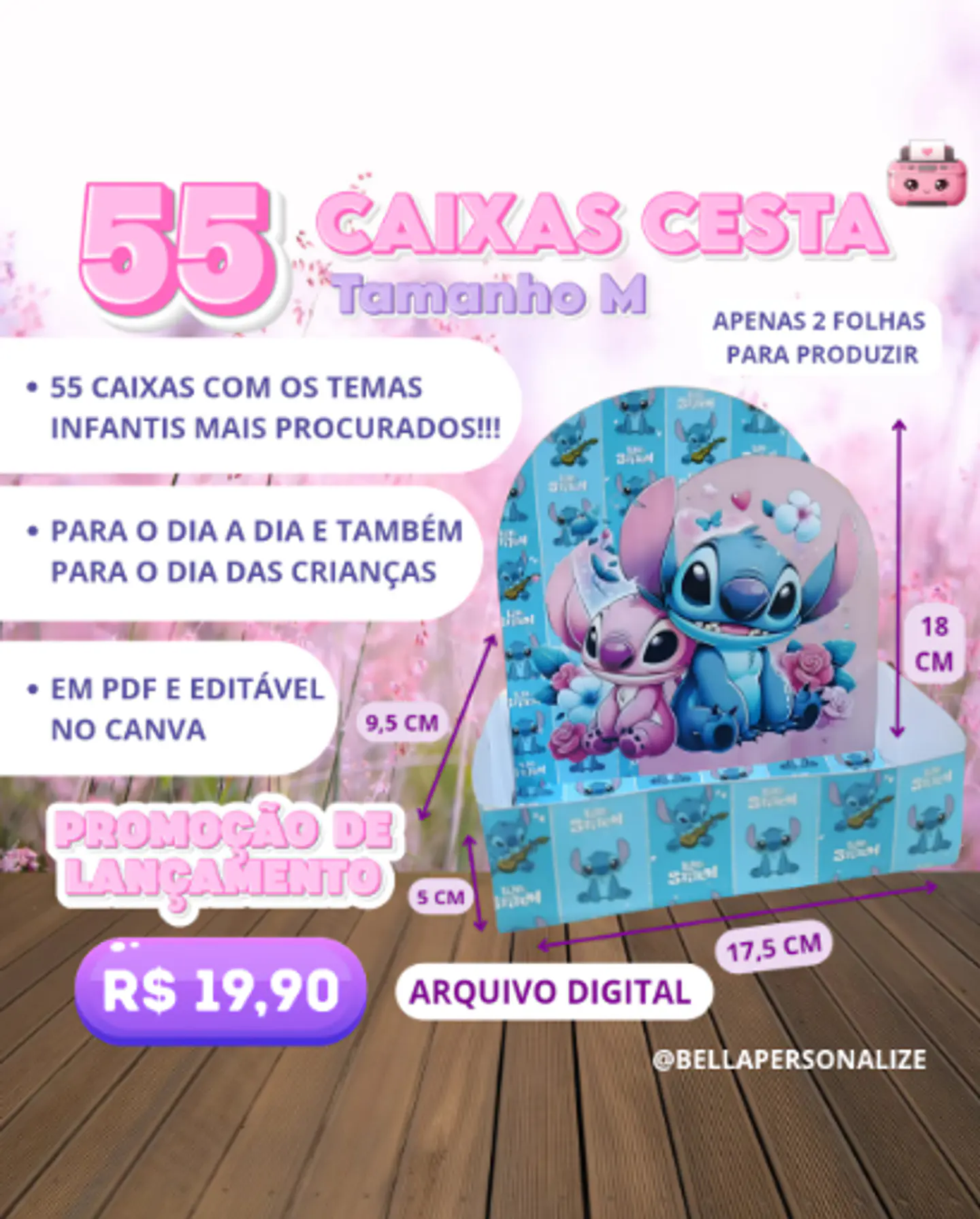 Arquivo de Corte Caixa Cesta M Infantil 1
