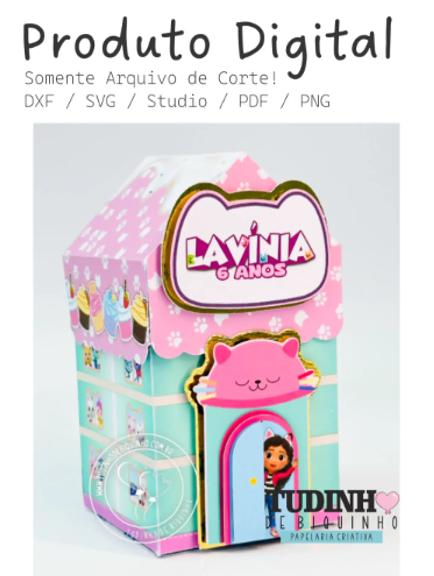 Arquivo de Corte Caixa Casinha Gabby 1