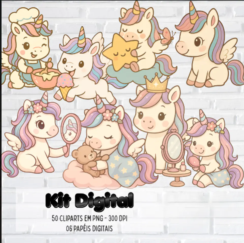 Kit Digital Unicornio Kawaii 1