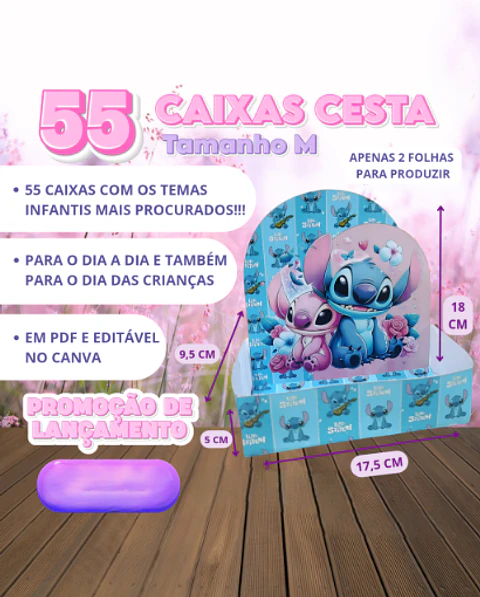 Arquivo de Corte Caixa Cesta M Infantil