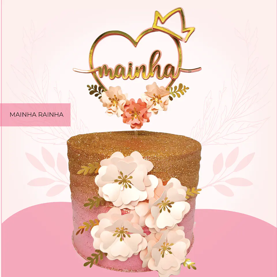 Arquivo topo de bolo dia das mães -  Coração Rainha- mãe e mainha 1