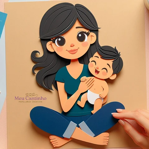 Arquivo topo de bolo dia das mães - Mãe e Bebê Sentados