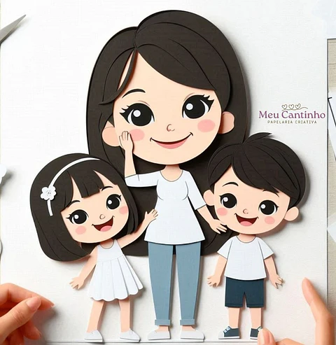 Arquivo topo de bolo dia das mães -Mãe e Casal de Filhos