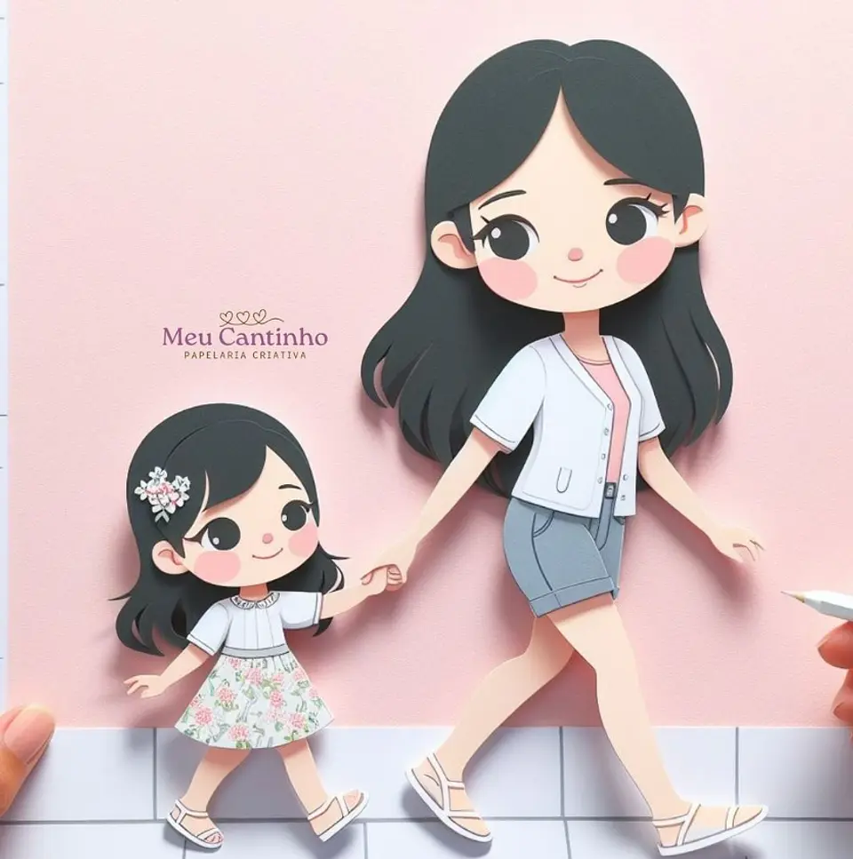 Arquivo topo de bolo dia das mães - Mãe e Filha Andando 1