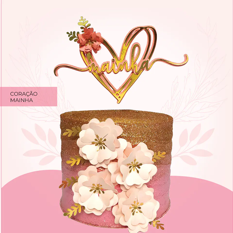 Arquivo topo de bolo dia das mães -Coração mãe e mainha 1