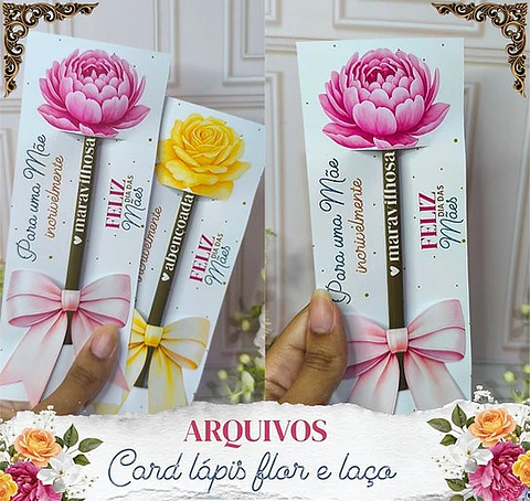 Arquivo Dia das Mães Card Lápis Laço