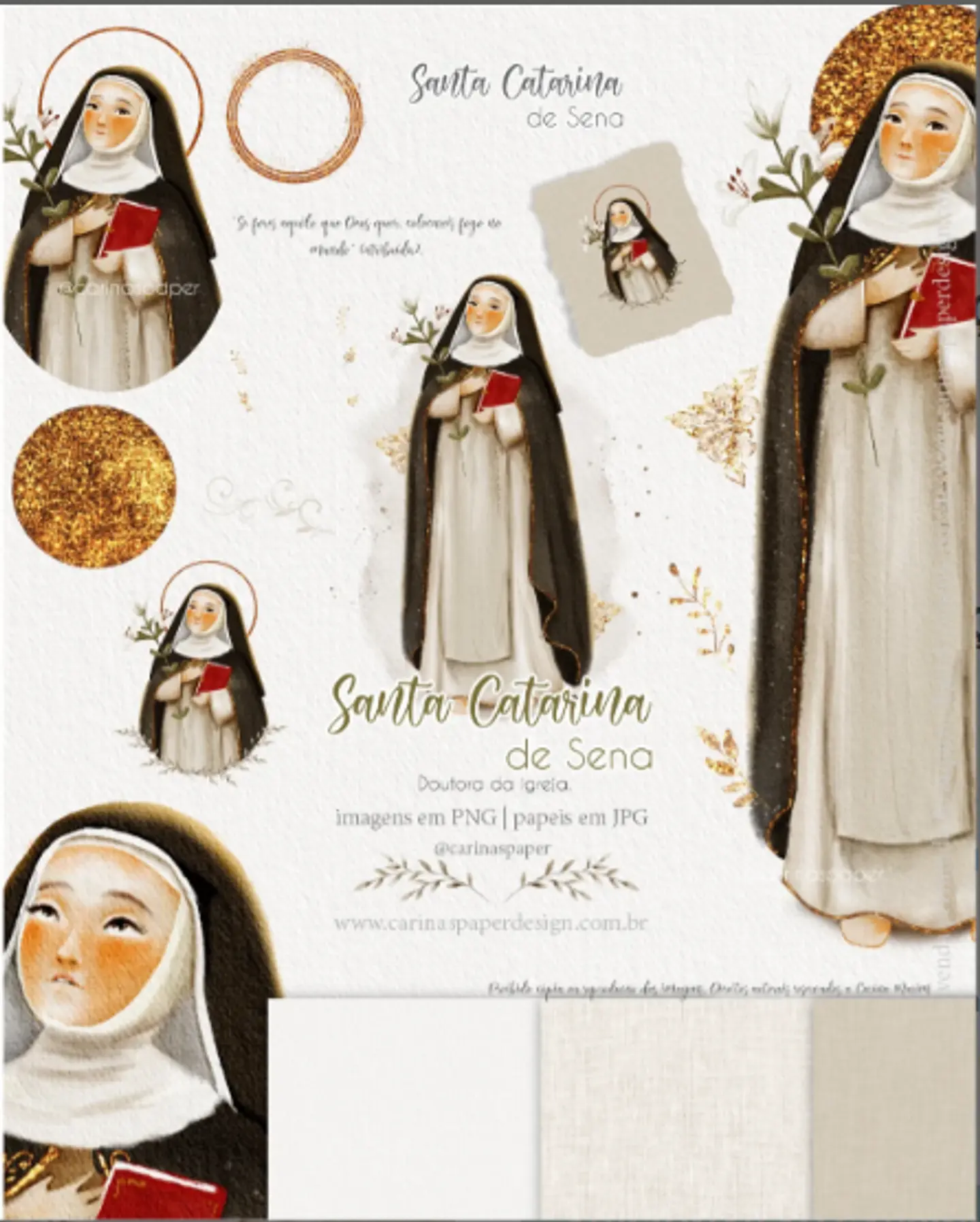 Kit Digital Ilustrações Santa Catarina de Sena 1