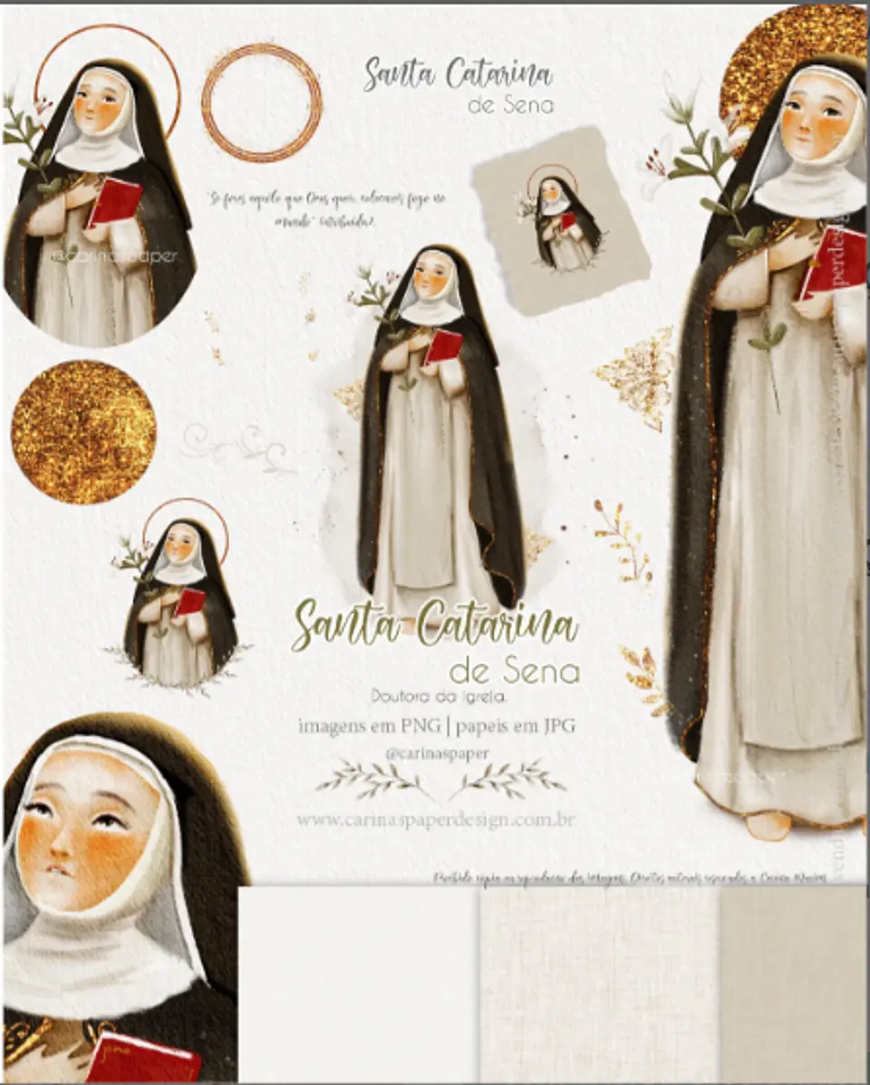 Kit Digital Ilustrações Santa Catarina de Sena 1