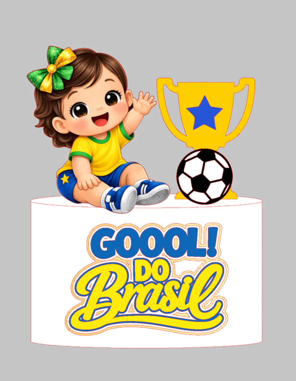 Arquivo Topo de Bolo Copa do Mundo - Gol do Brasil Menina 1