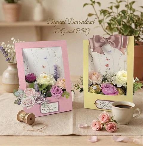 Arquivo Dia das Mães Caixa de presente floral 3D