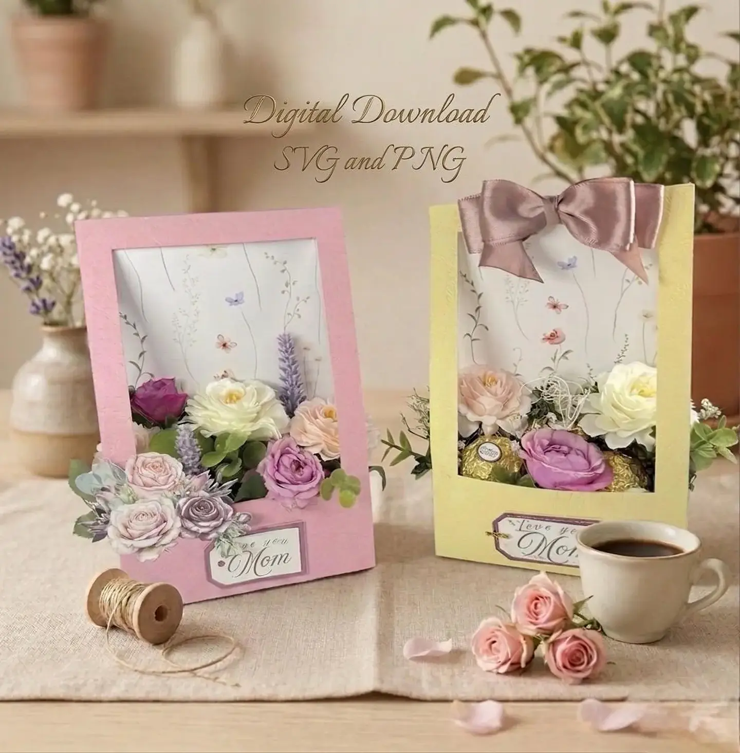 Arquivo Dia das Mães Caixa de presente floral 3D 1