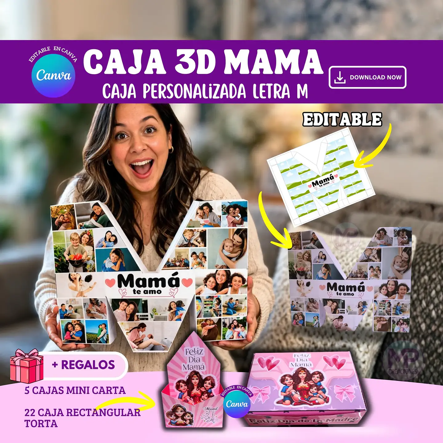 Arquivo Dia das Mães Caixa 3D personalizada  1
