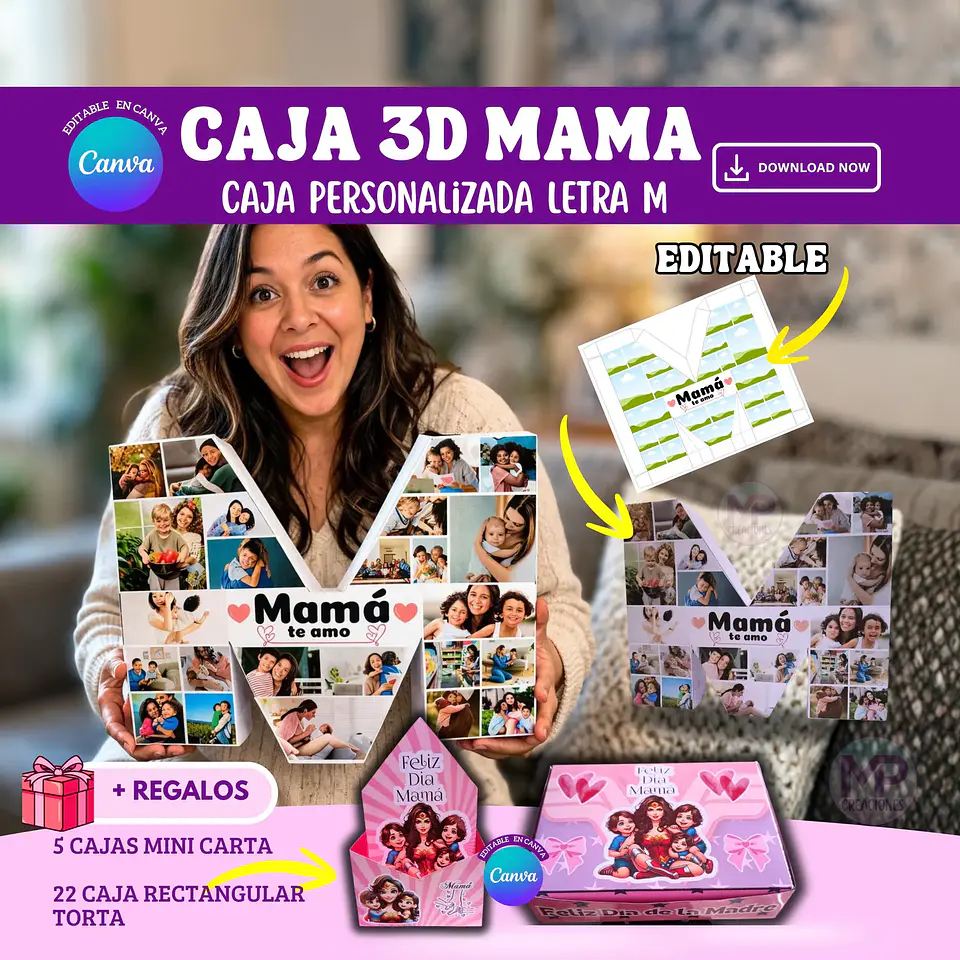 Arquivo Dia das Mães Caixa 3D personalizada  1