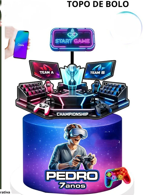 Arquivo topo de bolo Video Game