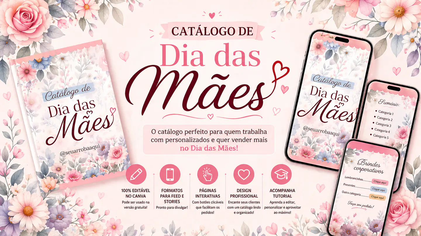 Arquivo Catálogo Dia das Mães 100 editável no Canva 1