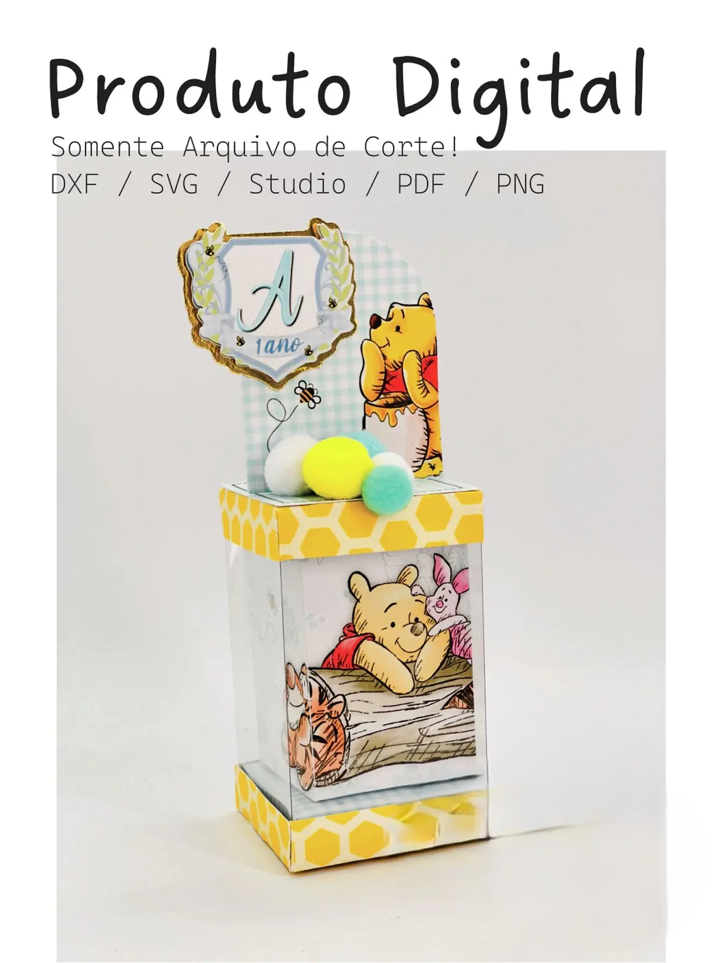 Arquivo de Corte Molde Caixa Alta Moldura - Ursinho Pooh 1
