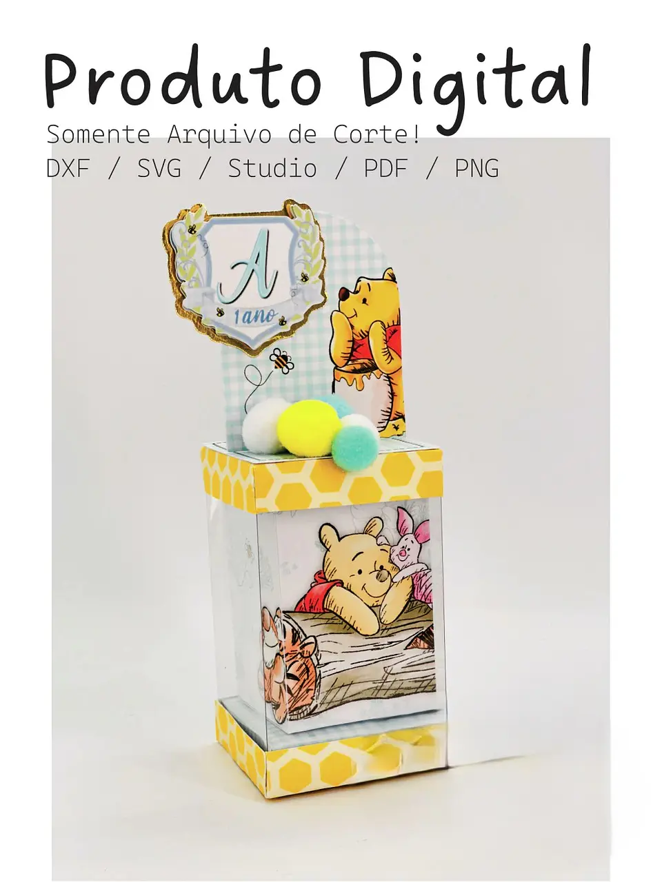 Arquivo de Corte Molde Caixa Alta Moldura - Ursinho Pooh 1