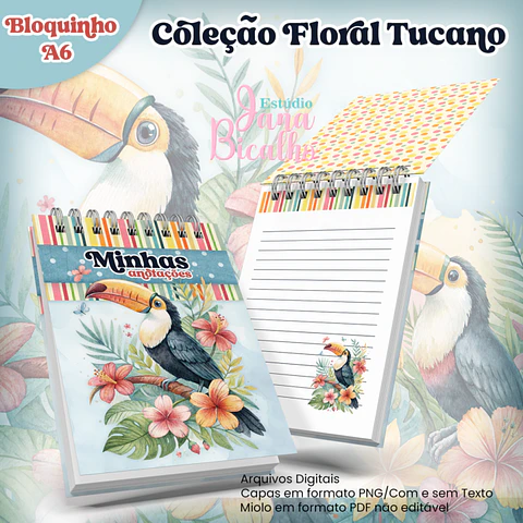 Arquivo Encadernação Bloquinho A6 Coleção Floral Tucano